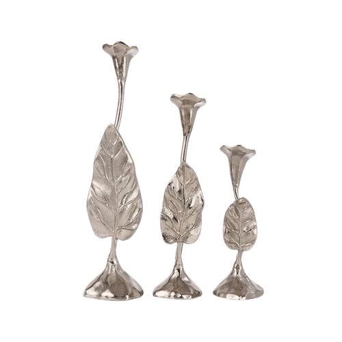 ALUMINIUM TAPER CANDLE HOLDER SET OF 3